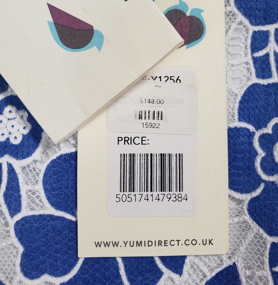 NWT Yumi London Blue & White Floral Brocade Lace Dress Anthropologie Party 10 - Picture 6 of 12